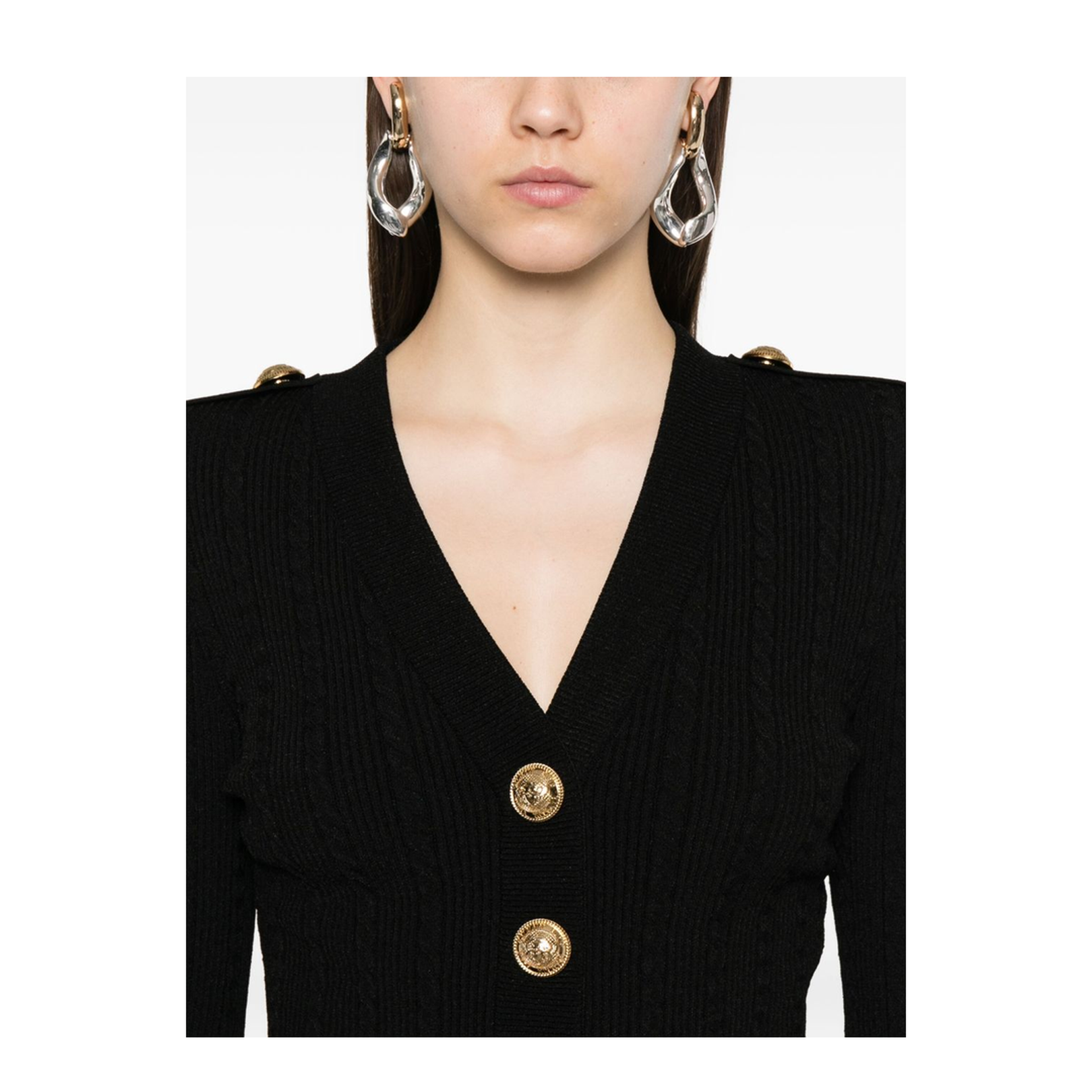 V-necked cardigan