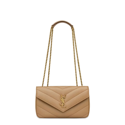 Loulou Small Matelassé Lambskin Crossbody Bag - Natural Tan