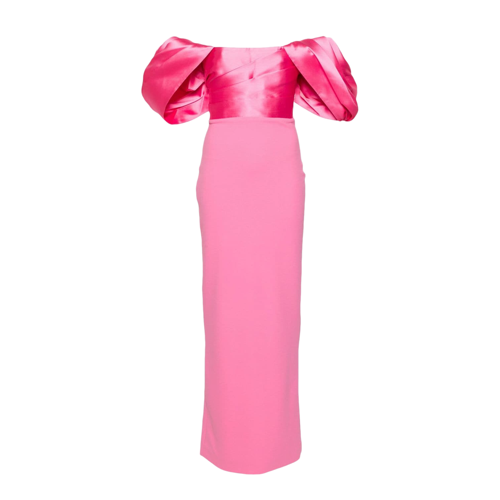 Rose Pink Gathered Detailing Column Gown