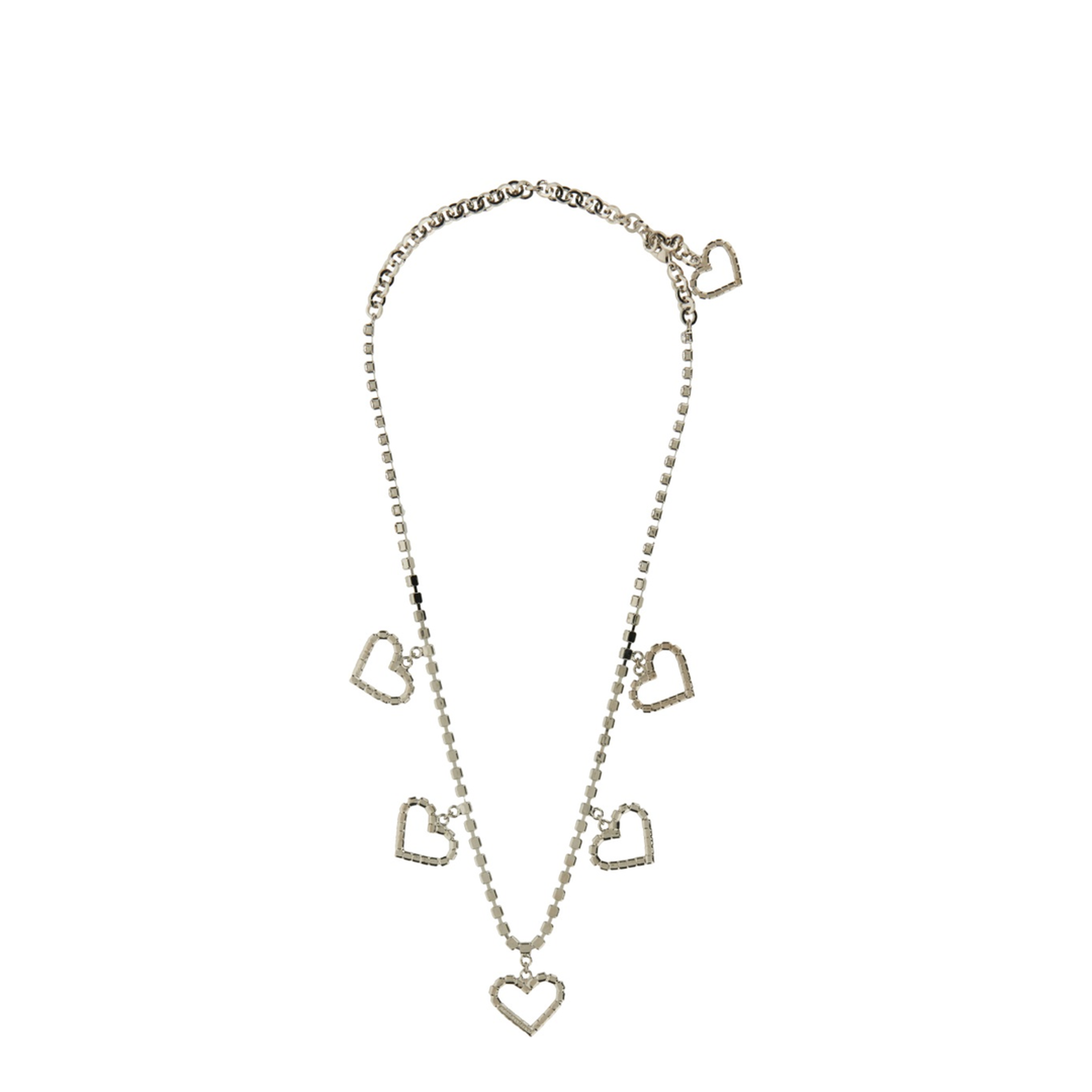 MAYFEYR - Alessandra Rich - Crystal Necklace With Heart Pendants - FABA2808J004001