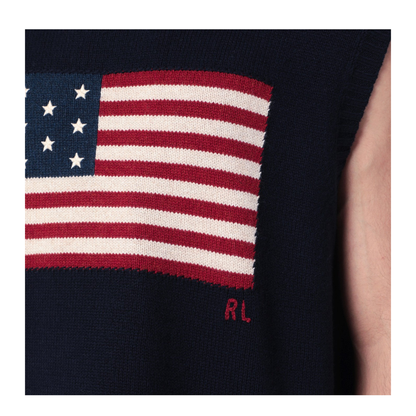 MAYFEYR - Polo Ralph Lauren - Navy Blue Vest With Flag Big Fit - 710970293001COHN