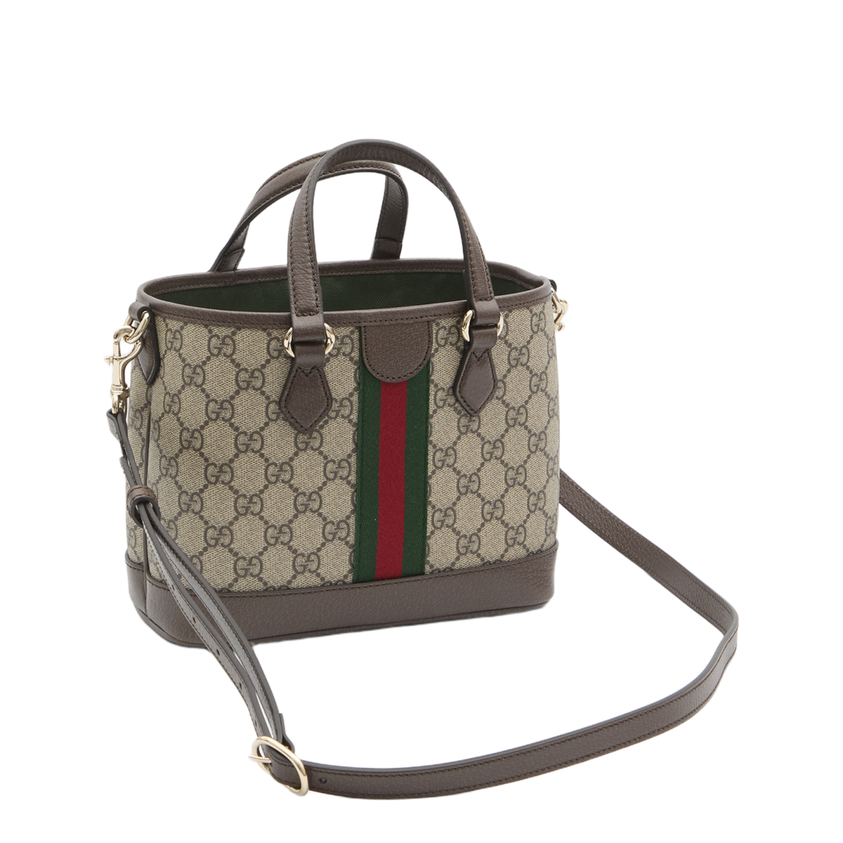 Ophidia Small Tote Bag in Beige and Brown GG Fabric
