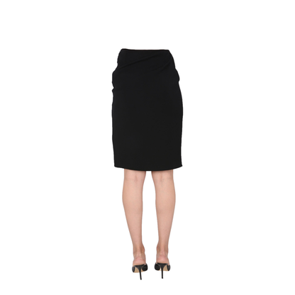 Chic Midi Skirt With Side Zip Closure In Black