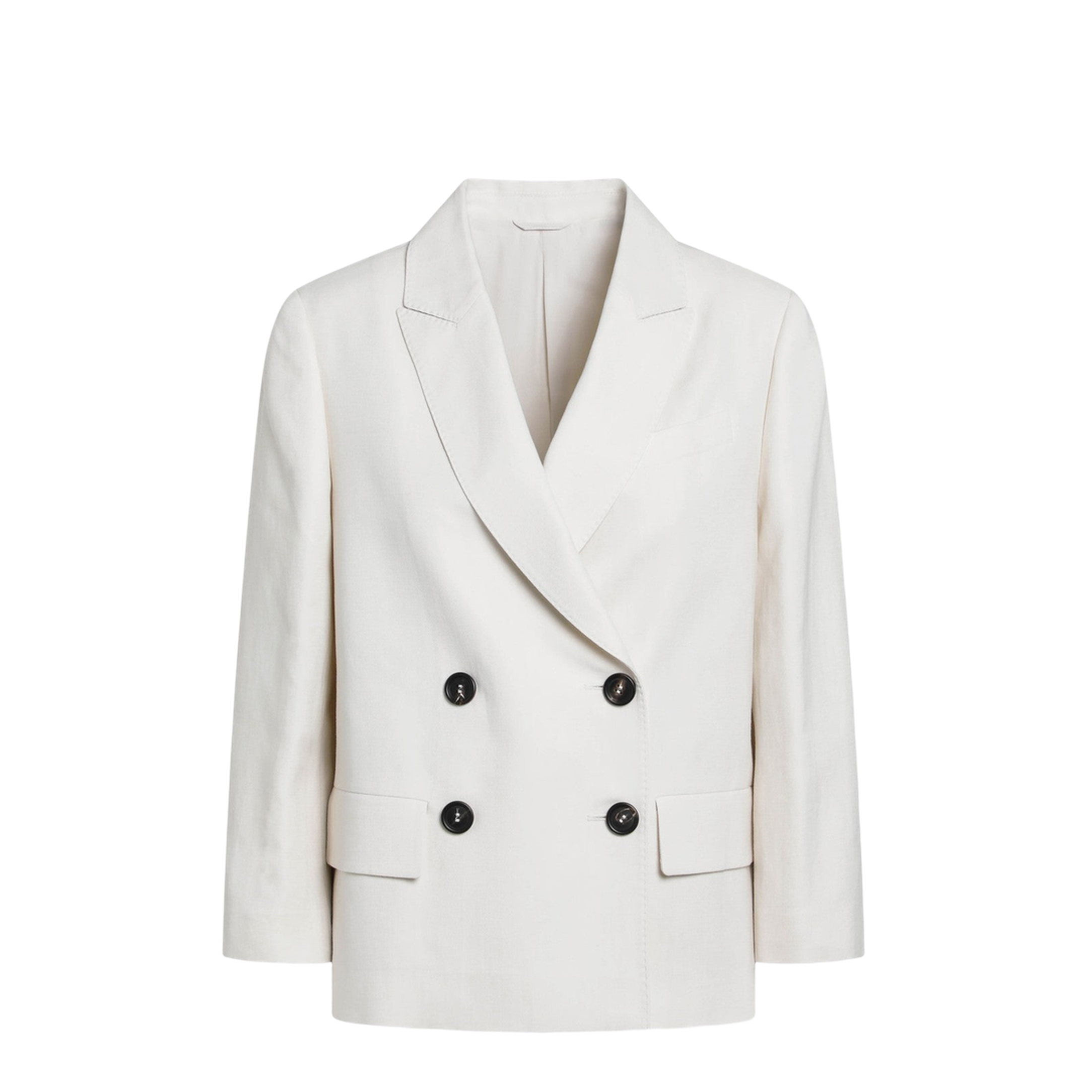 Ivory Fluid Twill Jacket in Viscose and Linen