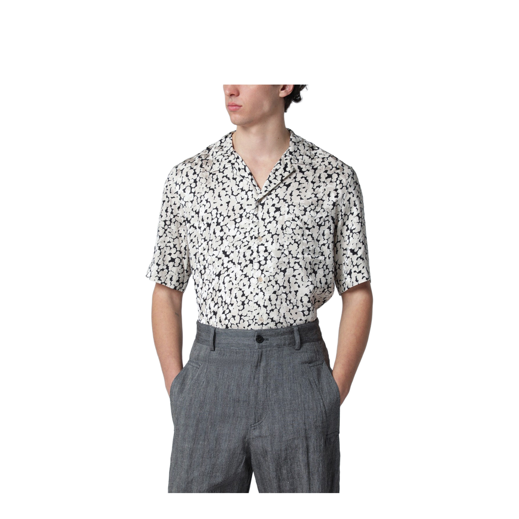 Viscose Shirt with Black/Ecru Pattern
