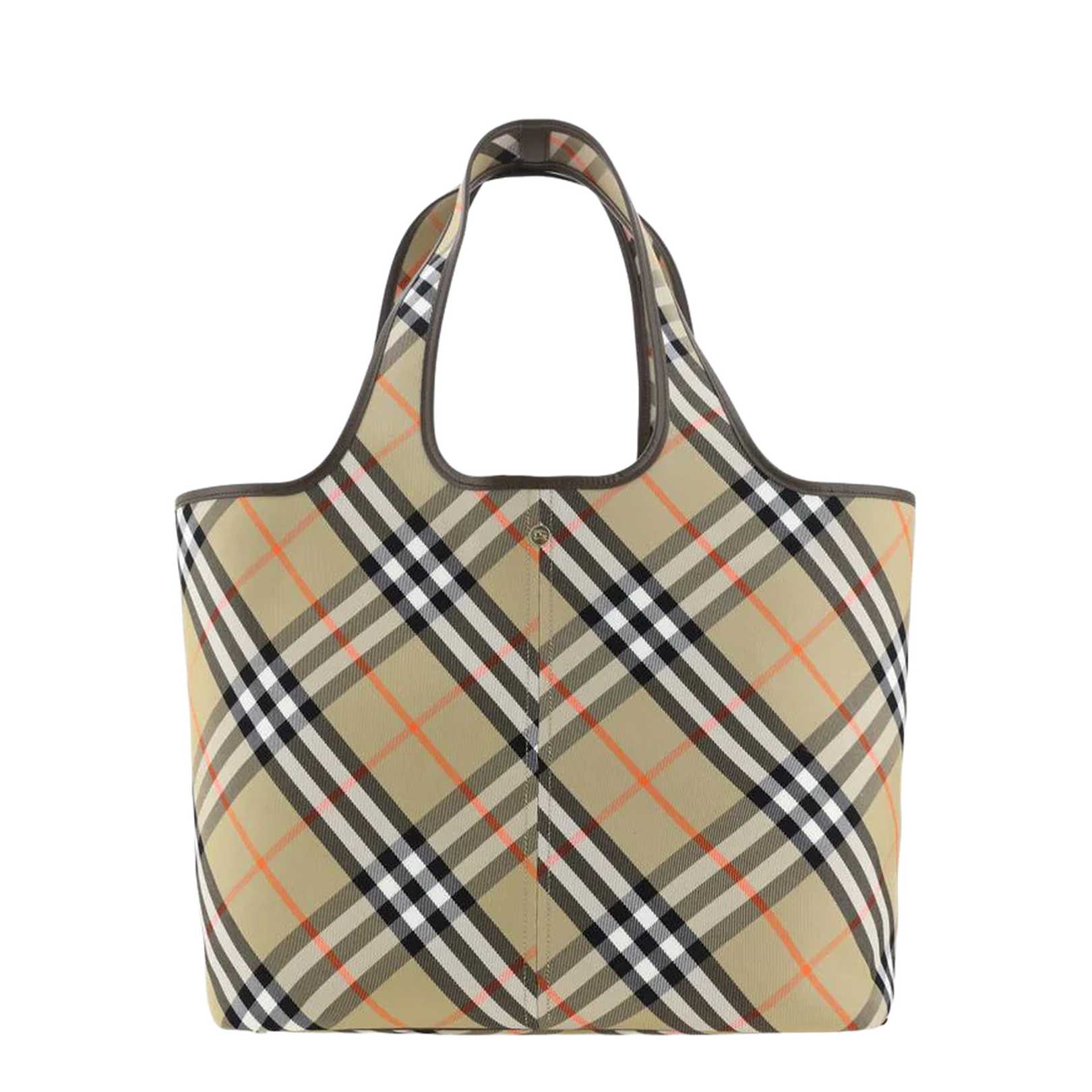 Cotton Twill Tote Bag with Iconic Check Pattern