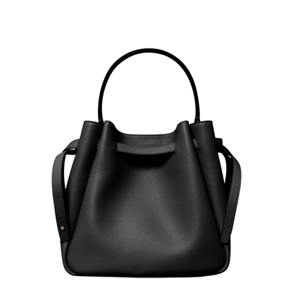 Romy Pebbled Leather Bucket Bag - Black