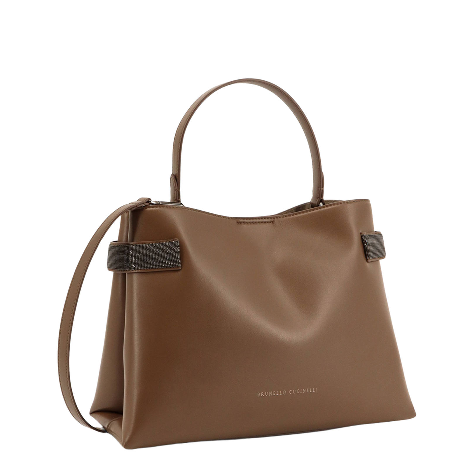 Leather Shoulder Bag with Monili Detail