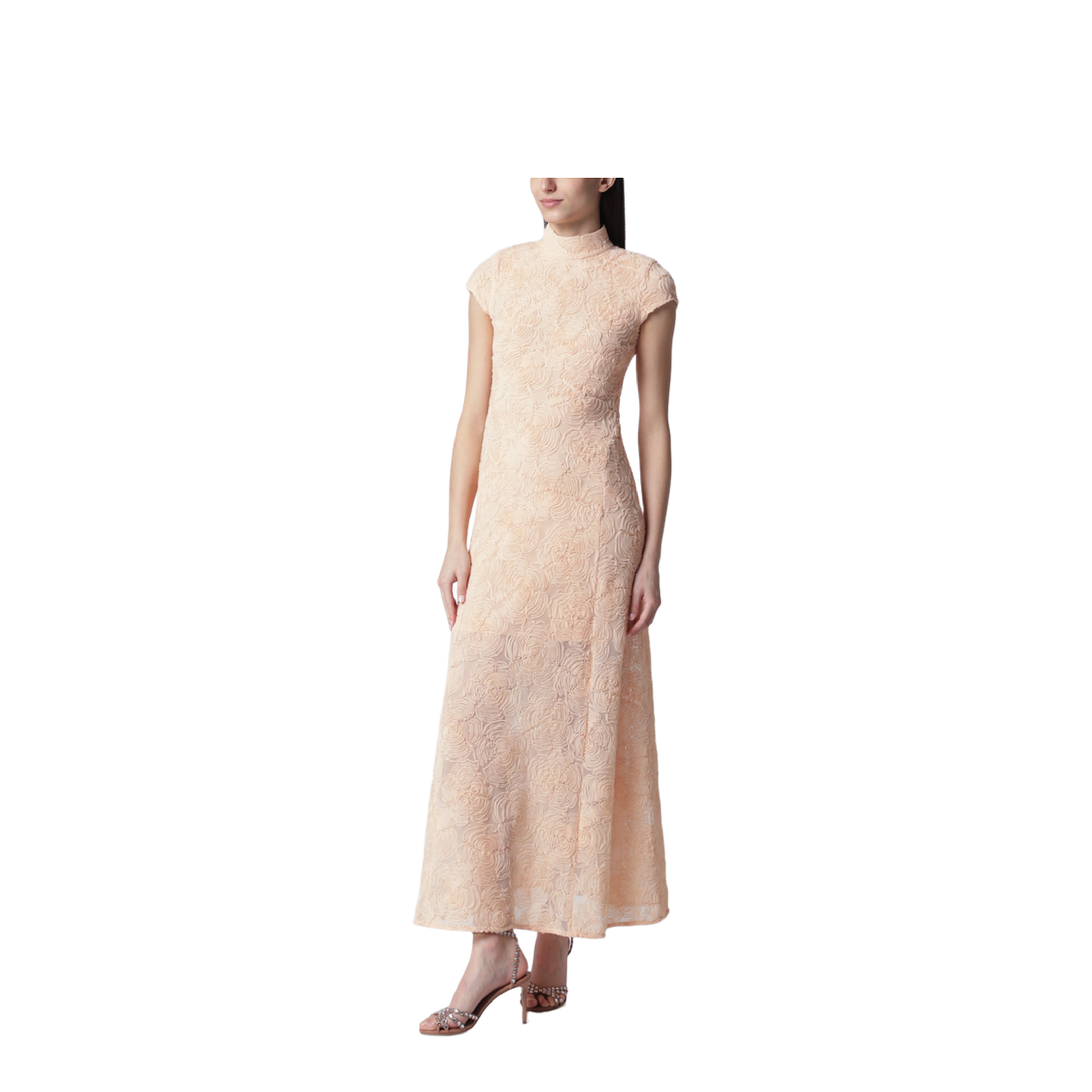 Vanilla Dress with Floral Appliqués