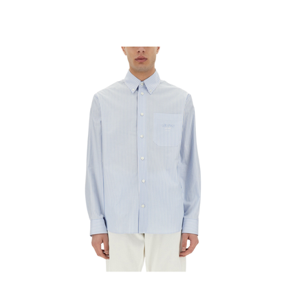 Striped Shirt With Silk Printed Insert