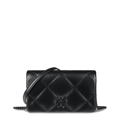 Black Kira Diamond Quilt Wallet on Chain
