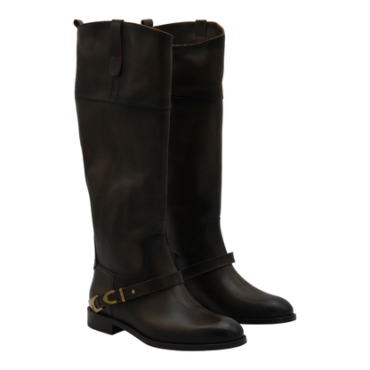 Charlie Dark Brown Leather Boots