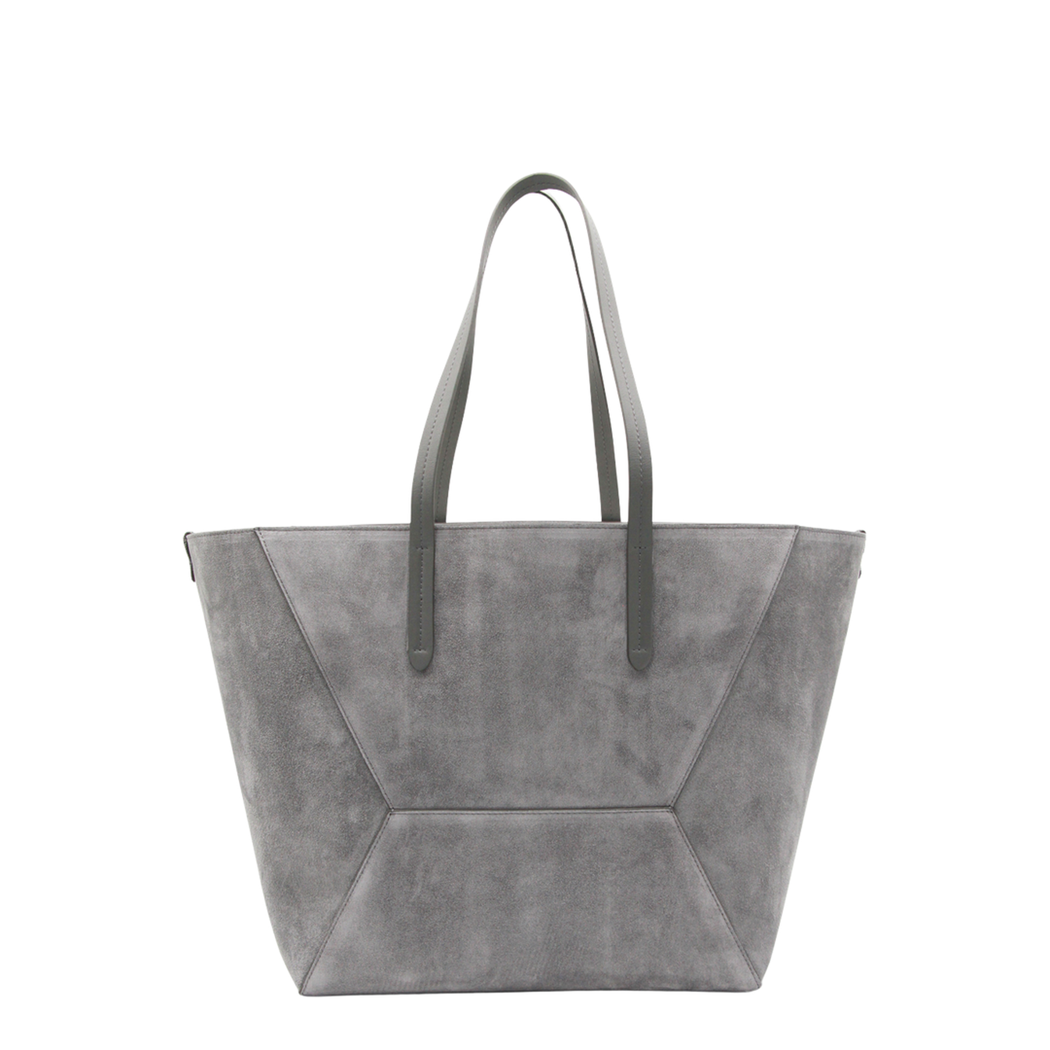 Duo Medium Suede Shopper Tote - Grigio