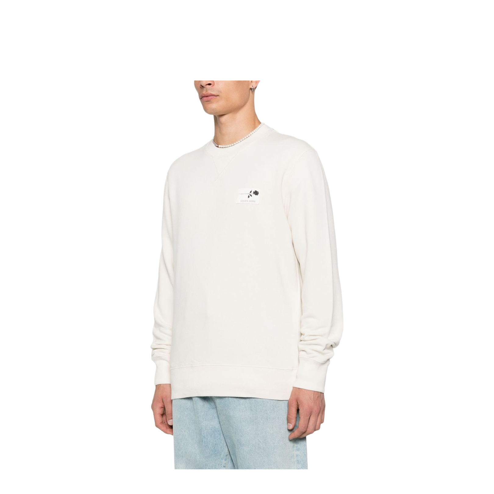 White Cotton Sweatshirt with Print on the Back