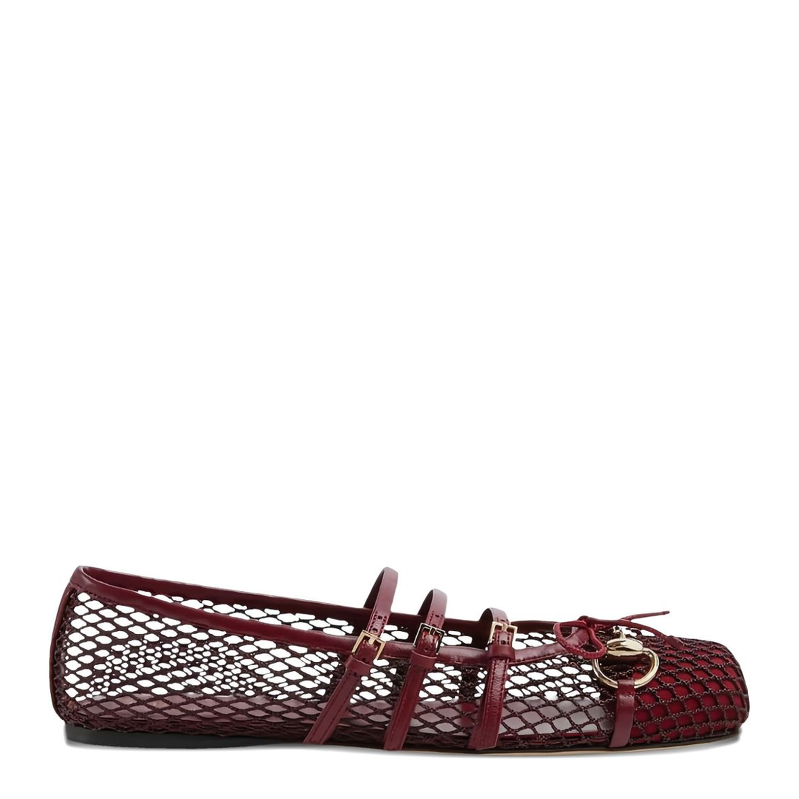 Horsebit Ballet Flat in Rosso Ancora Mesh