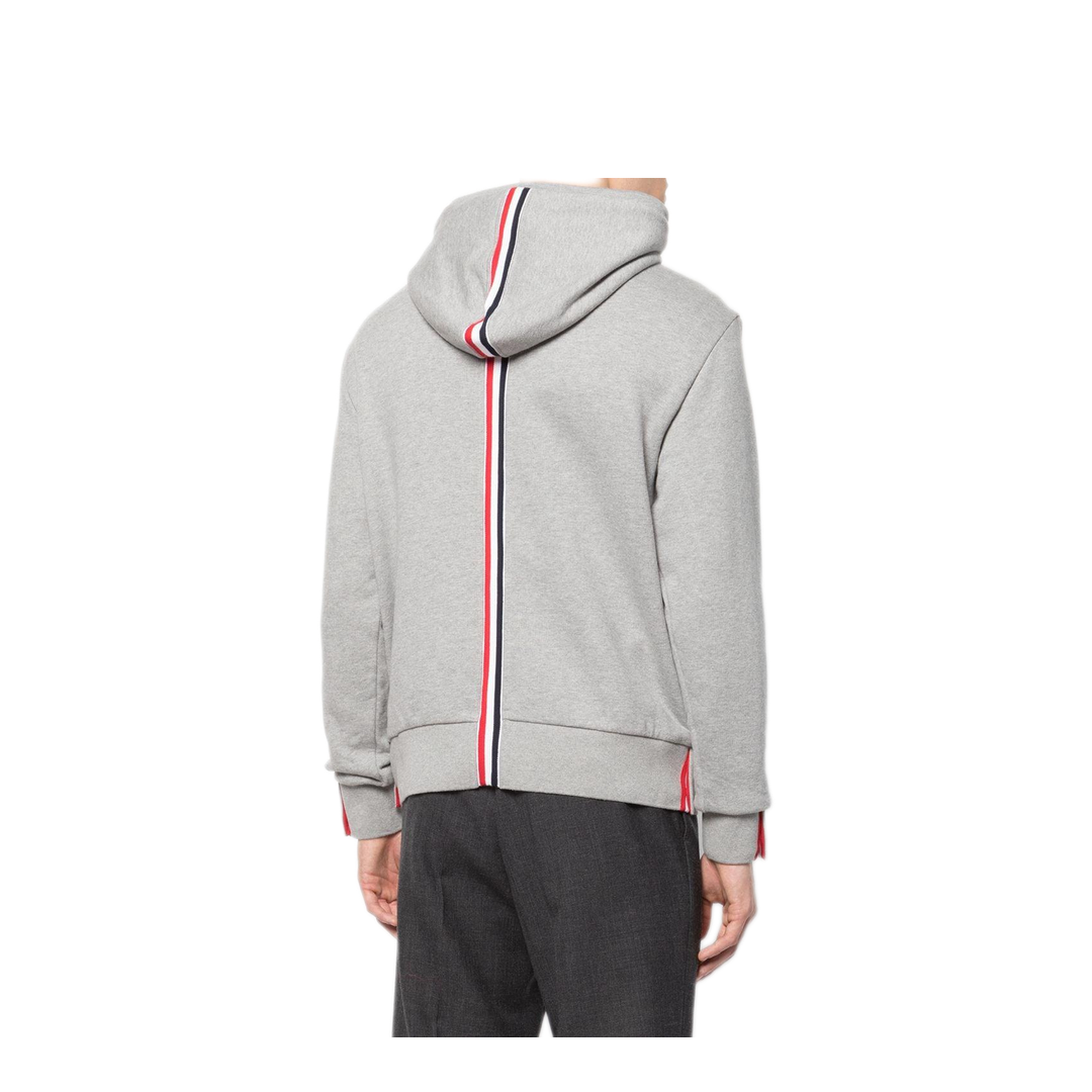 MAYFEYR - Thom Browne - Hoodie Pullover With Cb Rwb Stripe In Classic Loopback - MJT086A03377055