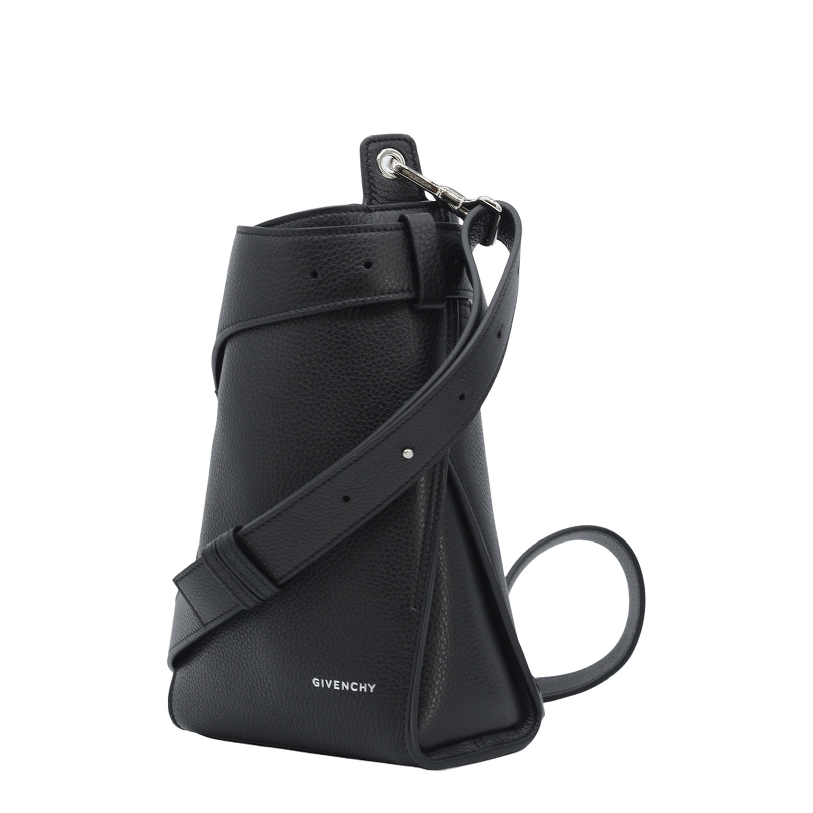 Small Belted Hobo Bag in Grained Leather