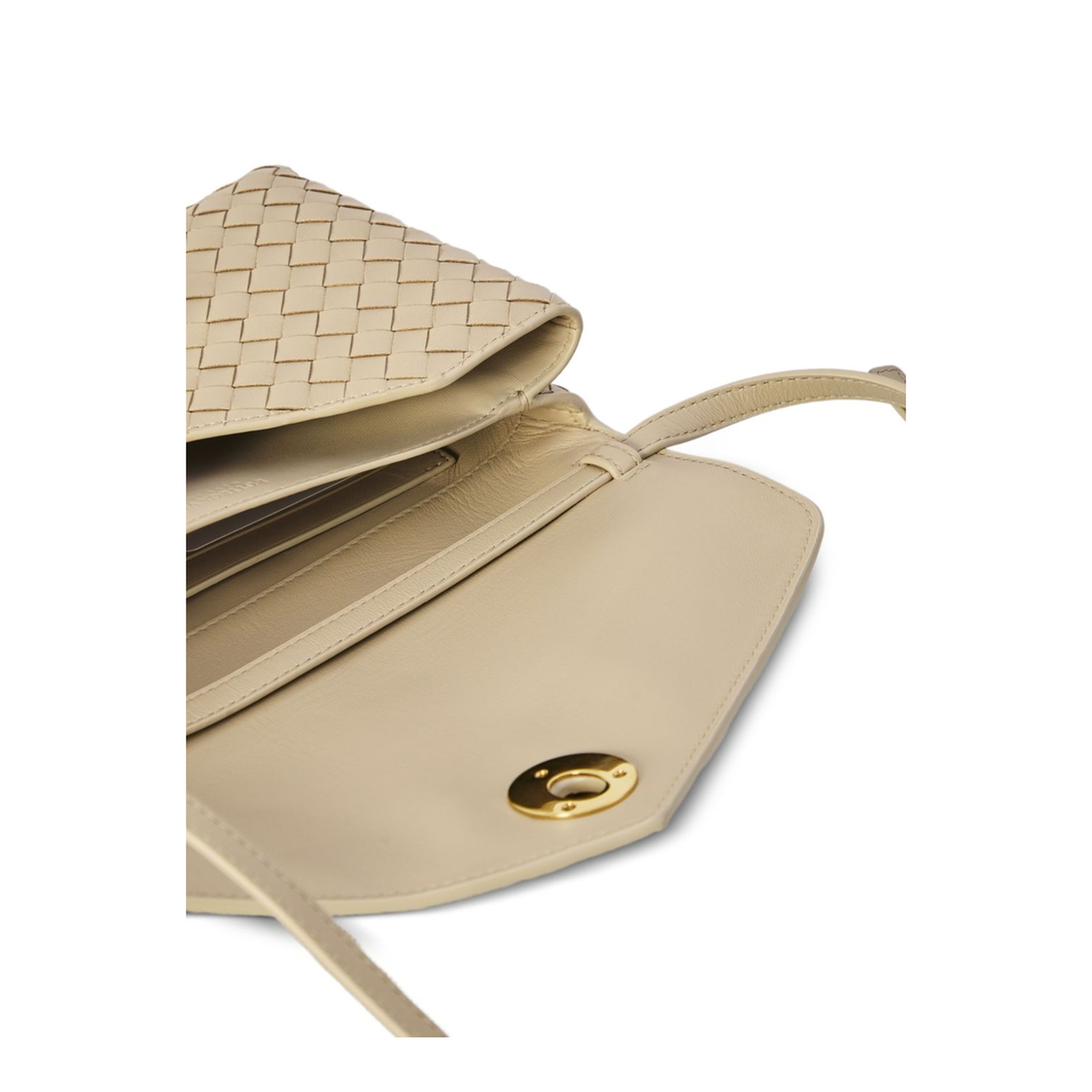 Knot Lock Lambskin Crossbody Bag - Ecru