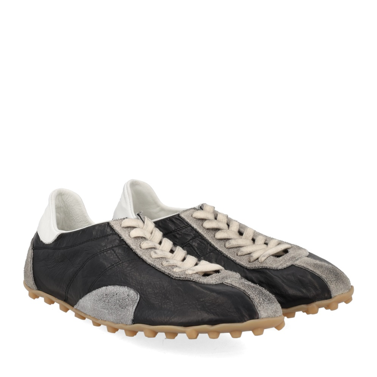 Sprinters Sneakers In Black Leather And Vintage Suede
