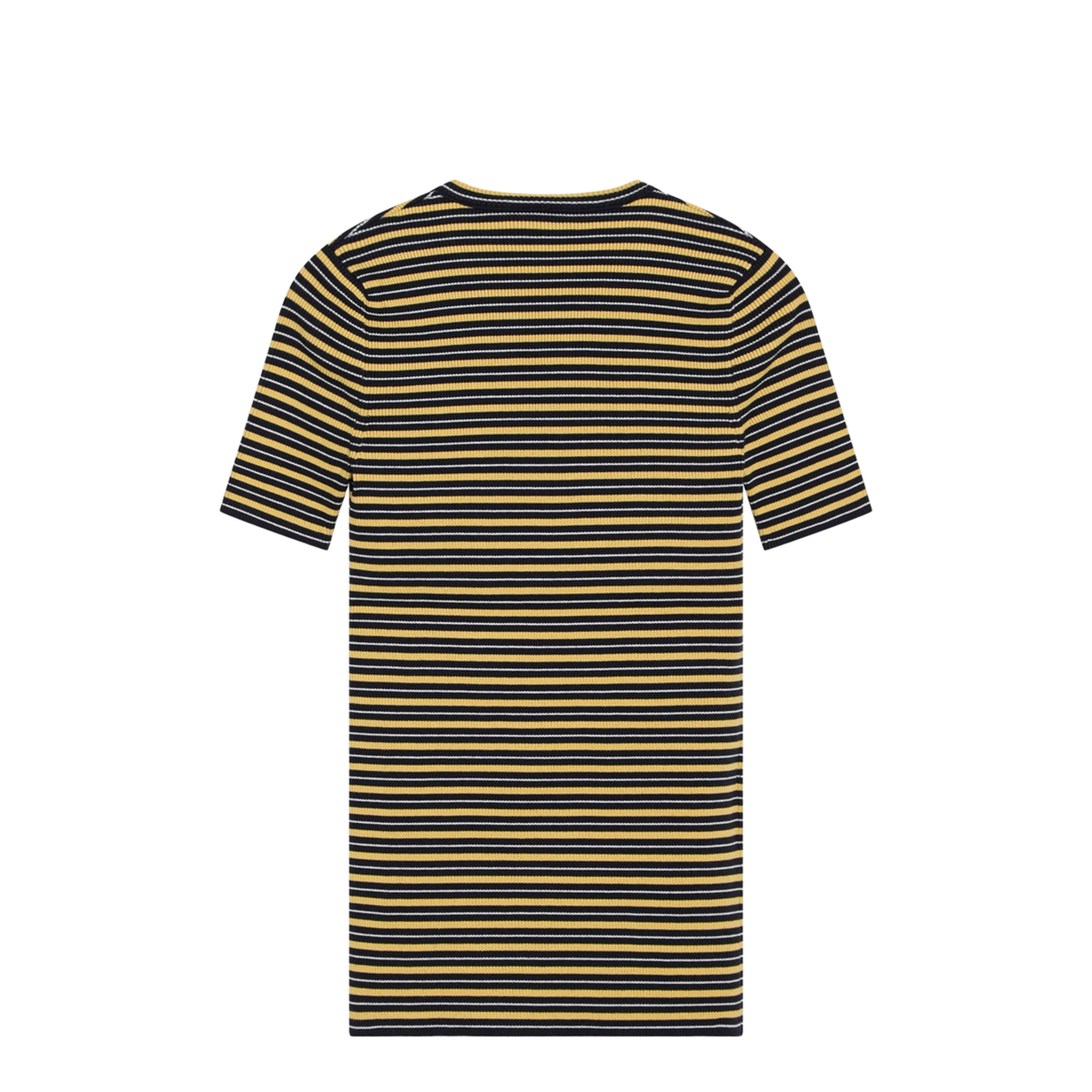 Navy Yellow Striped Stretch Cotton T-Shirt