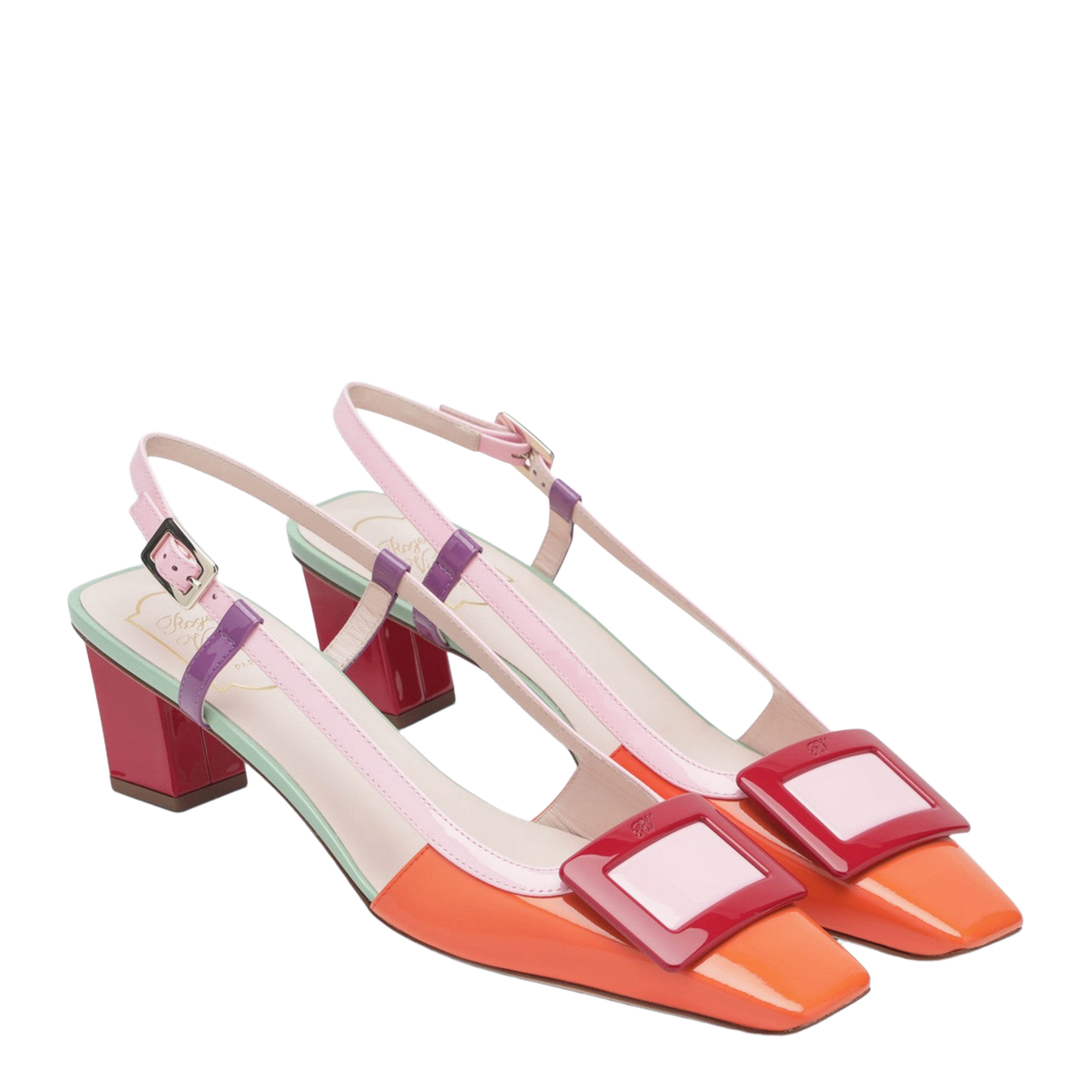 Belle Vivier multicolour patent leather slingback