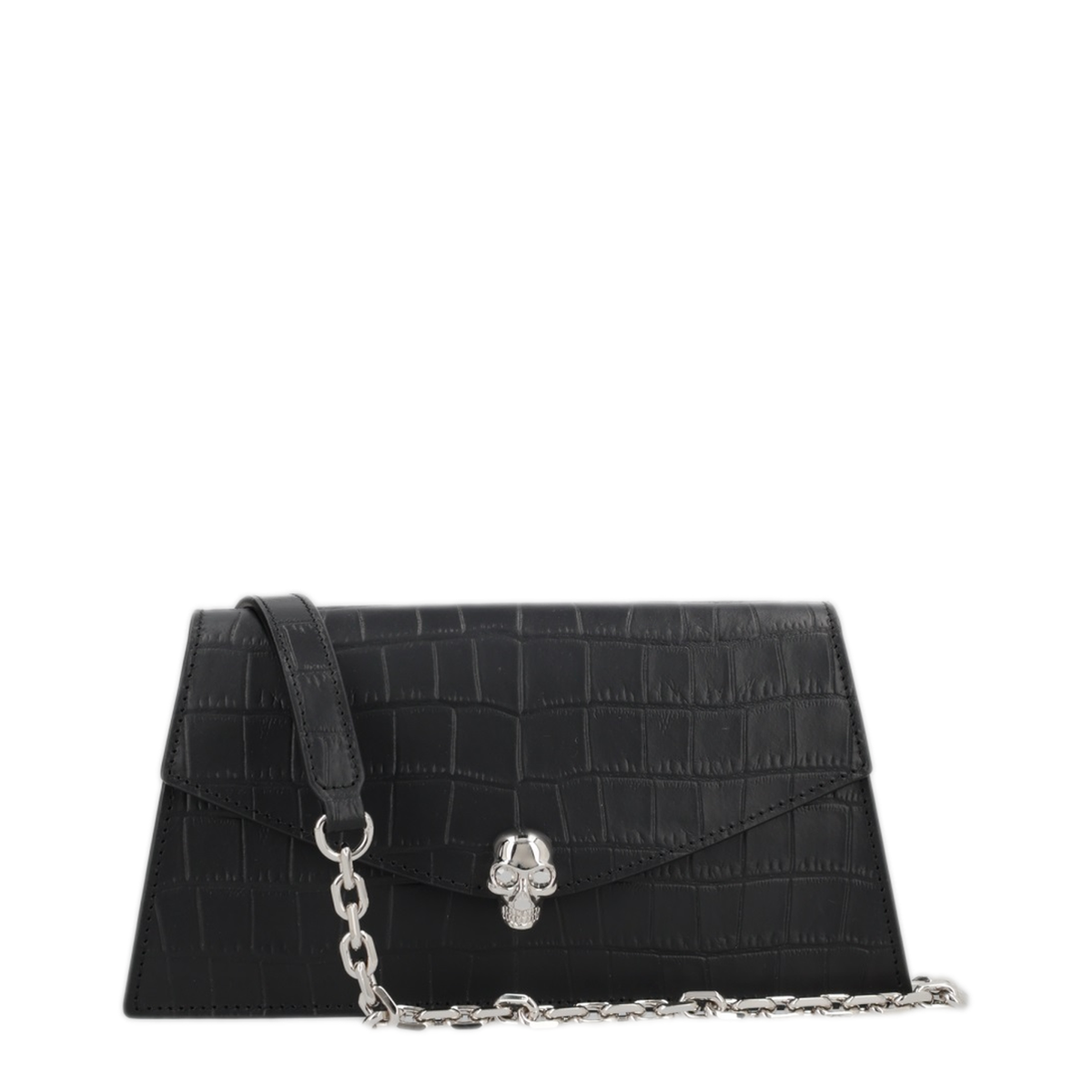 Skull Mini Calf Leather Shoulder Bags - Black