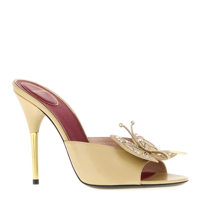 MAYFEYR - Valentino - Beige Leather Flutterfly Slippers - 9W0S0QK1NIYIEM
