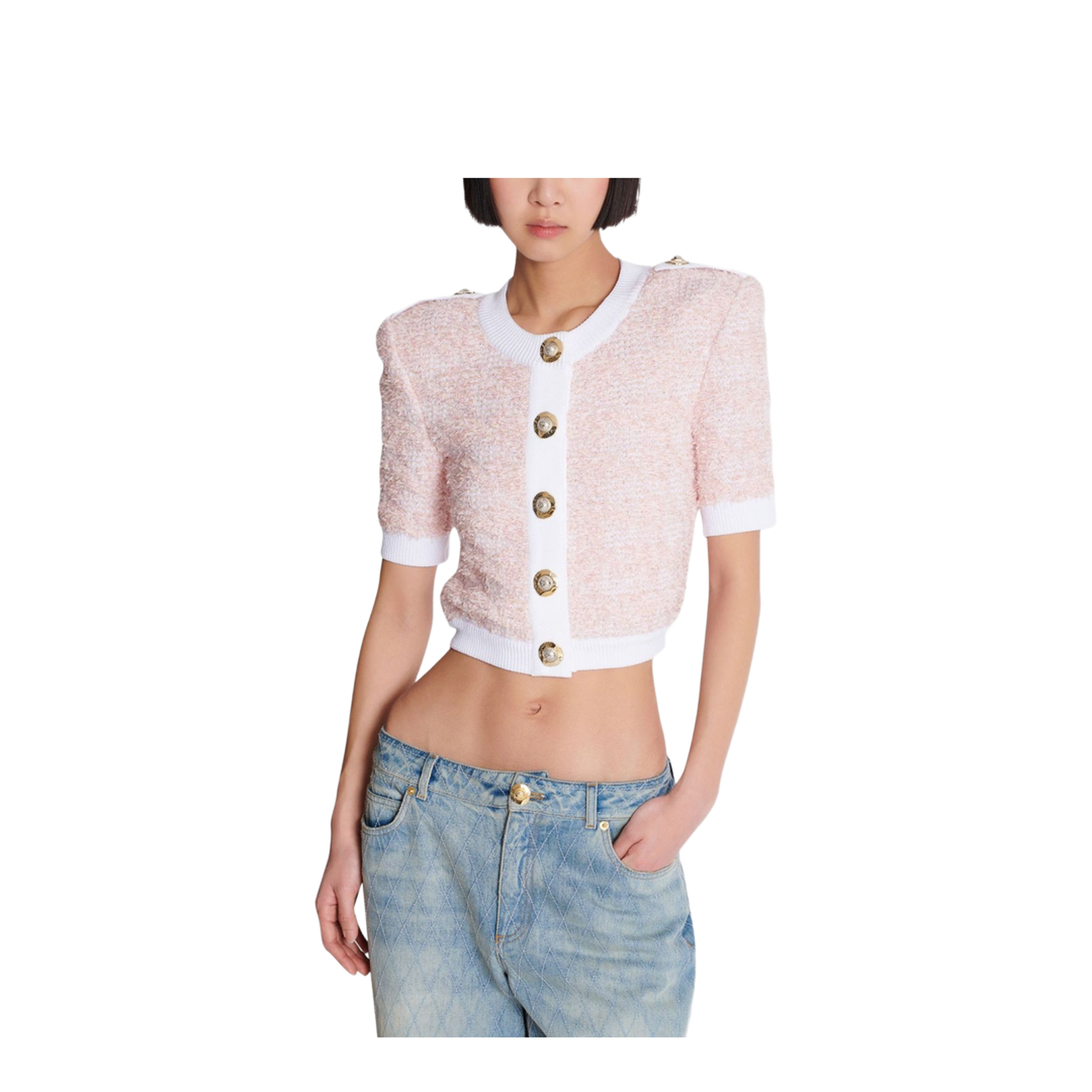 Short-Sleeved Knit Cardigan