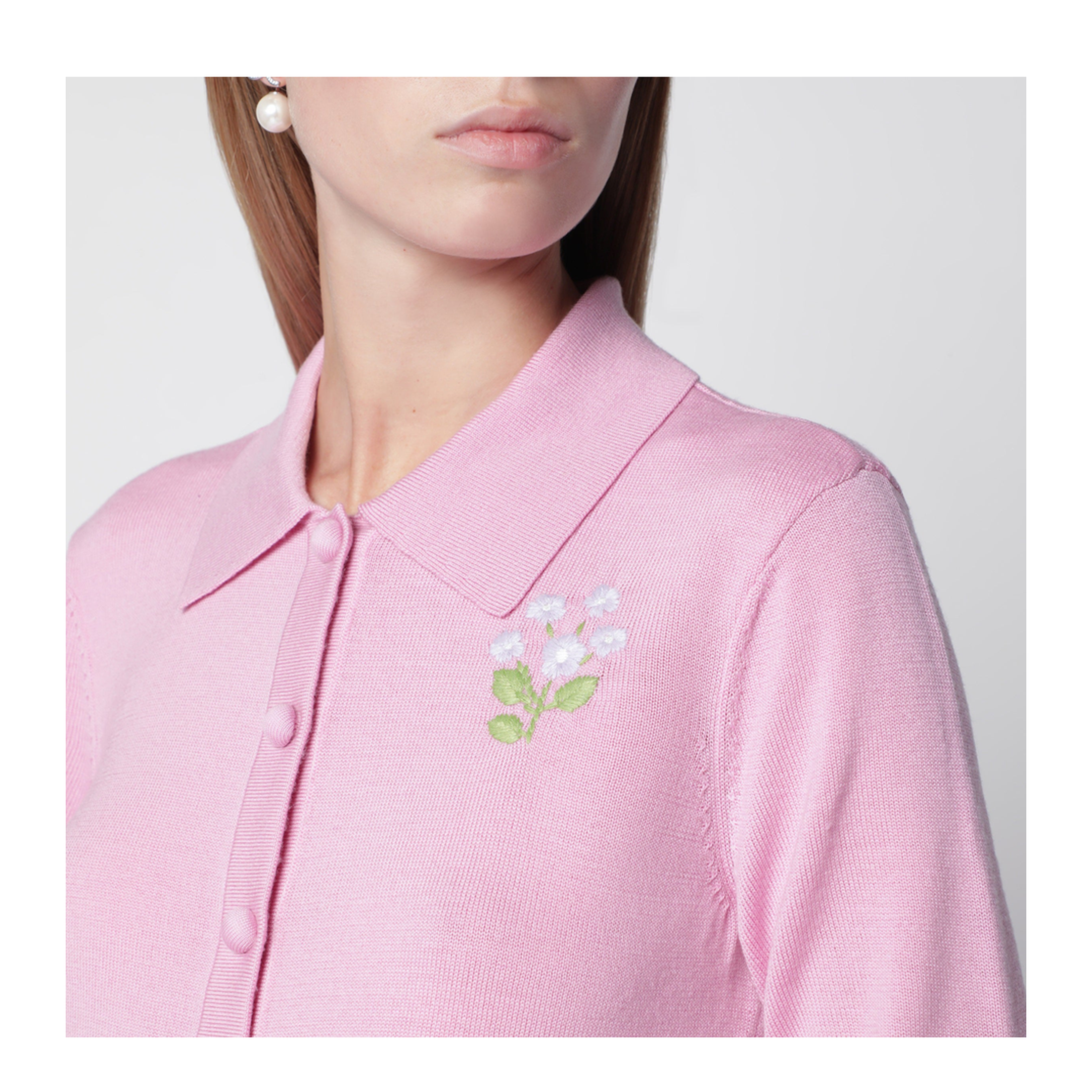 MAYFEYR - Self Portrait - Wool Knit Cardigan With Floral Embroidery - PF26-143CWOP