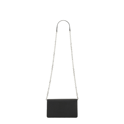 Four Stitches Medium Grainy Calf Leather Chain Wallet - Black