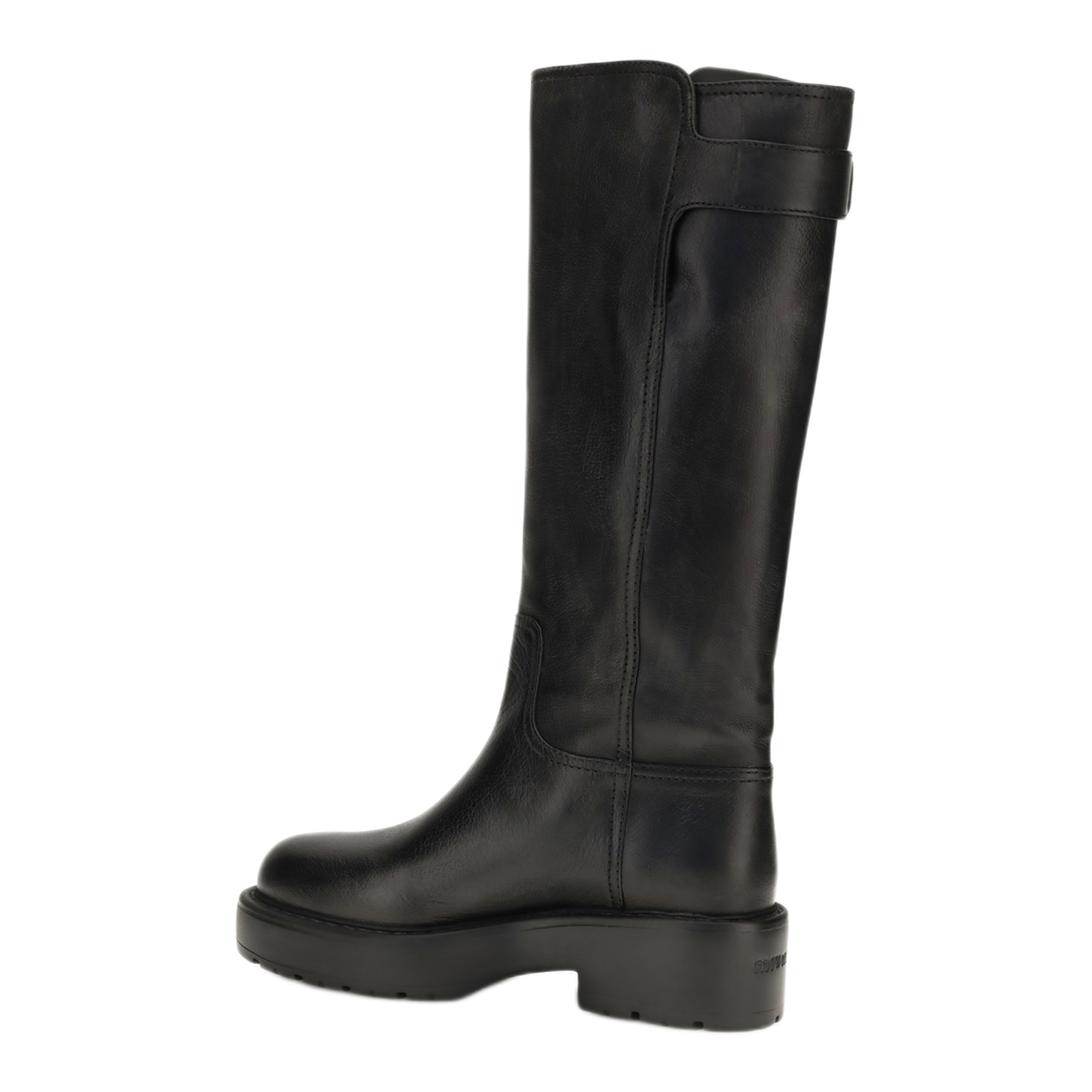 MAYFEYR - Miu Miu - Leather Knee-High Boots With Buckle Detail - 5W767EF055Y9S