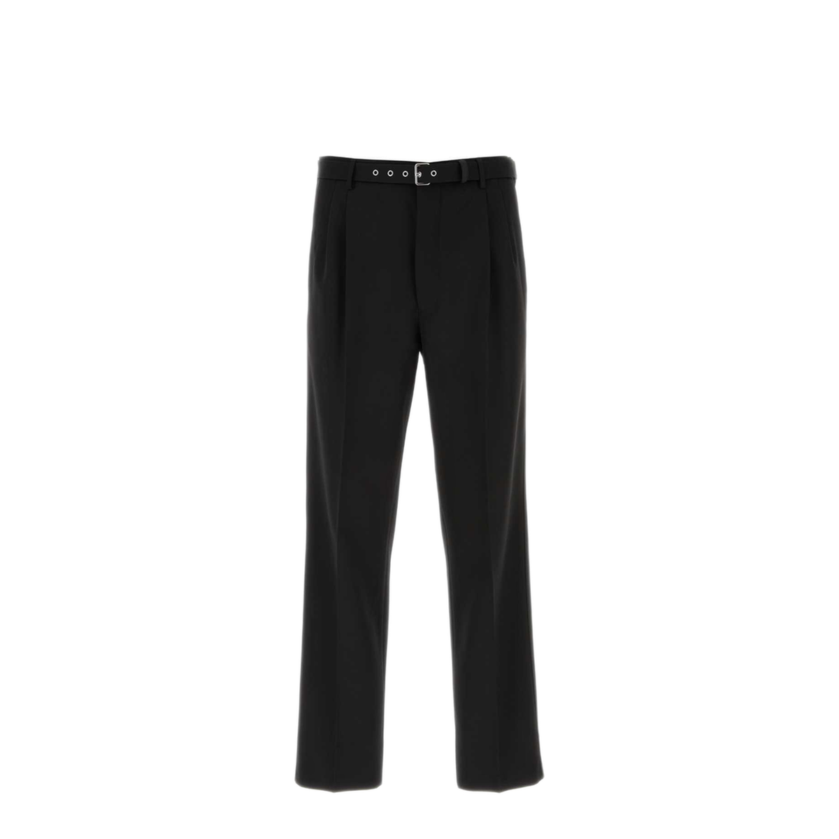Belted Wool Straight-Leg Trousers