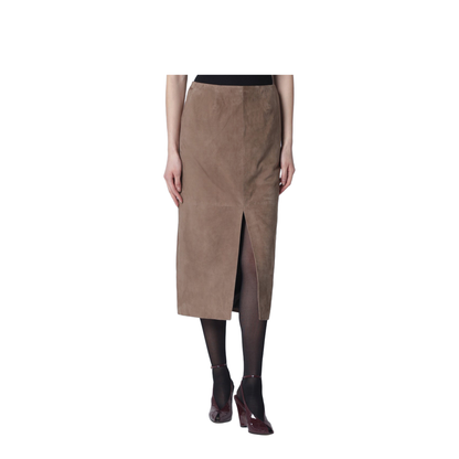 Brown Suede Pencil Skirt