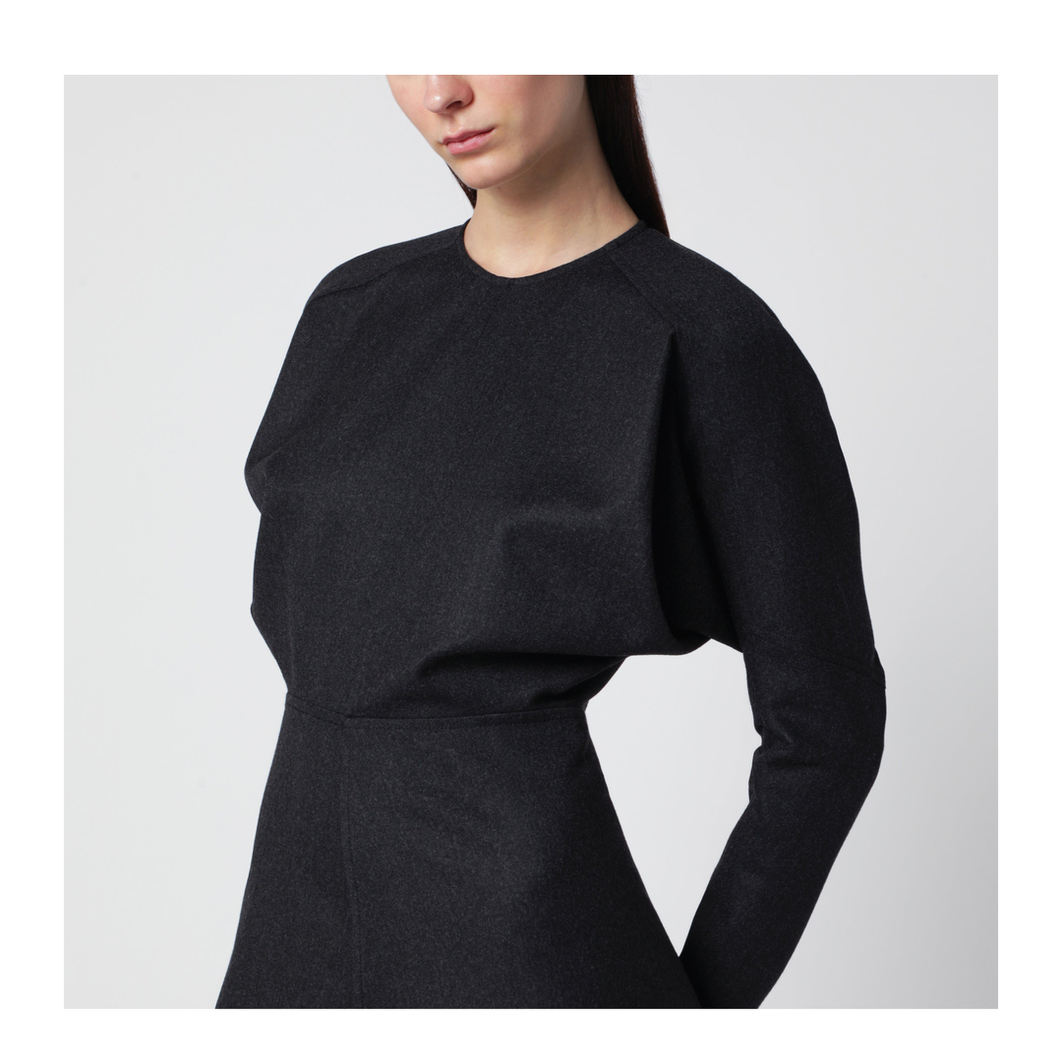 MAYFEYR - Victoria Beckham - Doman Virgin Wool Dress In Dark Grey Mélange - 1124WDR005231FWODG