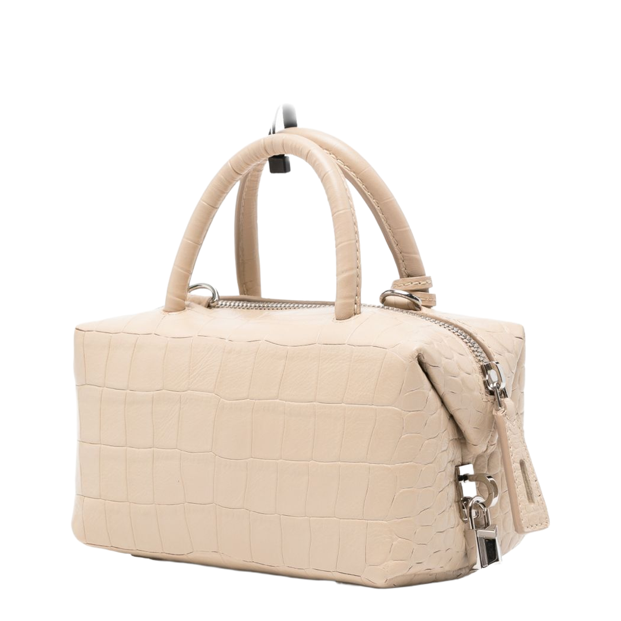 Boston Leather Handbag - Beige