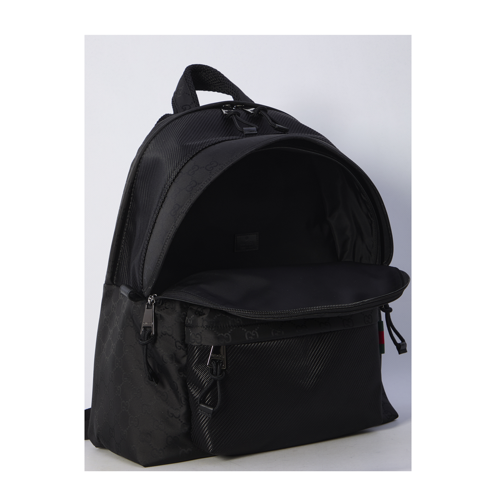 GG Emblem Medium Nylon Backpack - Black