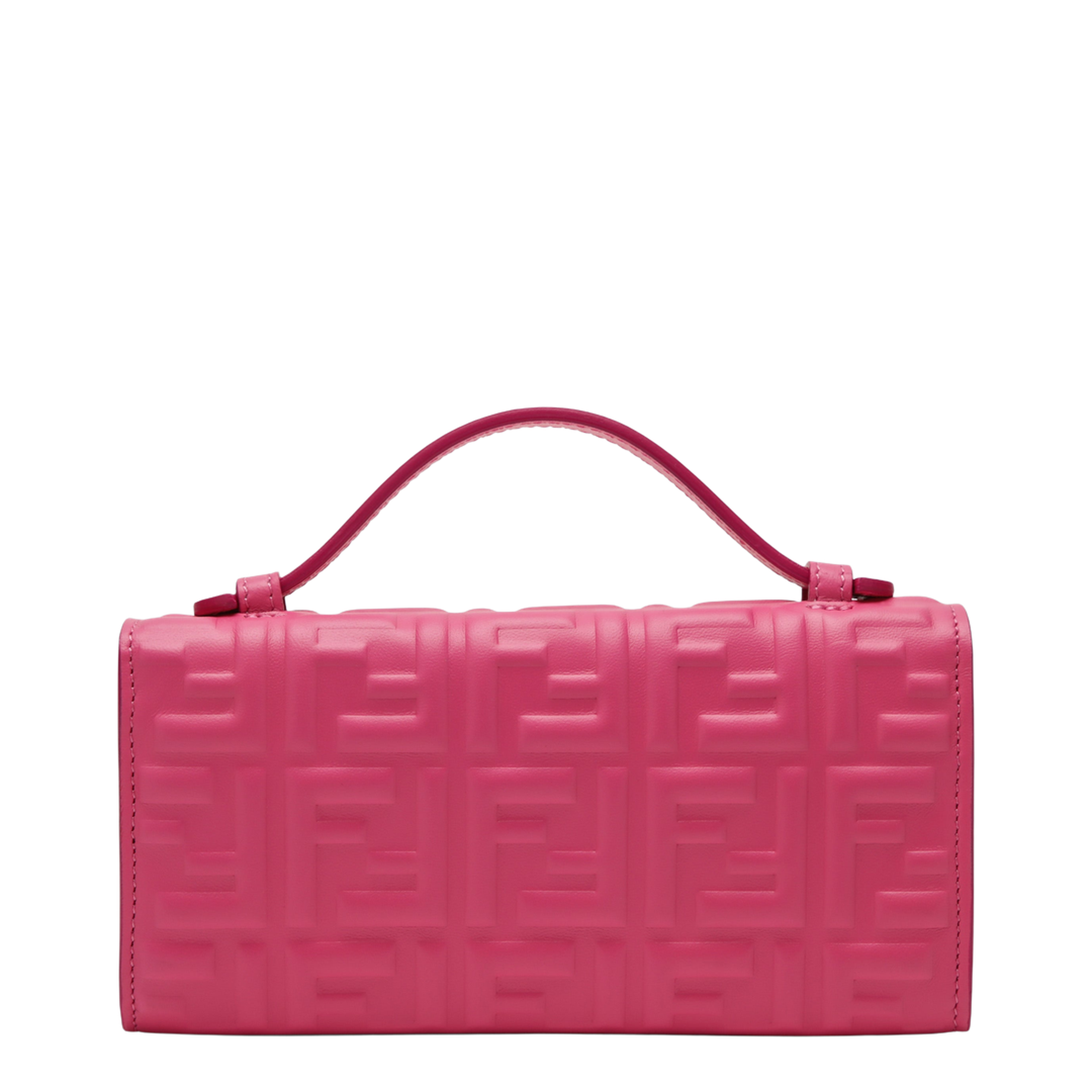 Continental With Chain Baguette Wallet in Fuchsia Nappa Leather with FF Motif