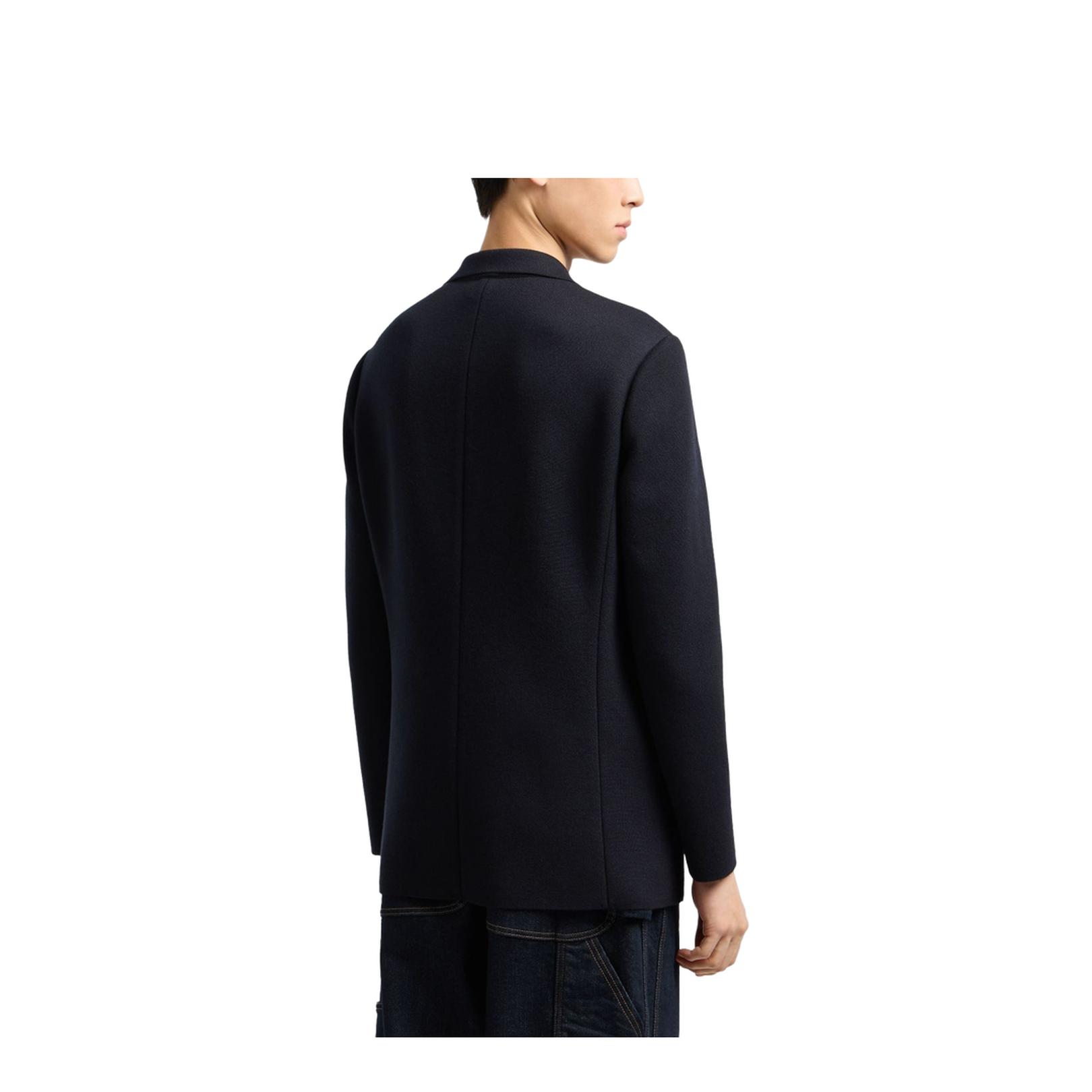 Double-breasted Blazer in a Plain-Knit Wool Blend