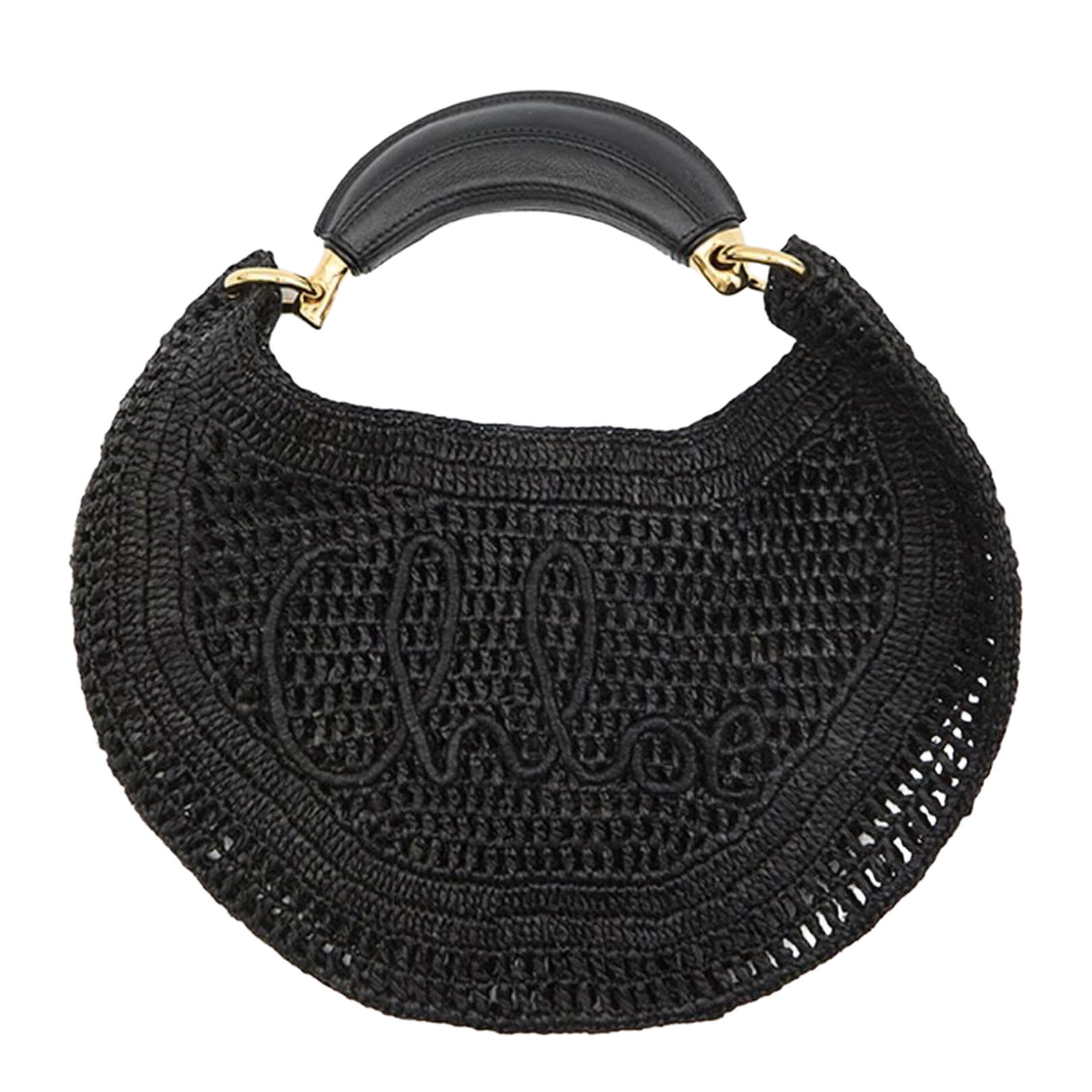 Black Woven Raffia Handbag