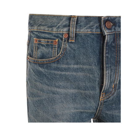 Straight-leg denim jeans