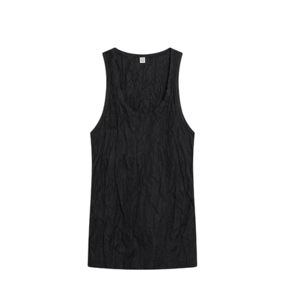 MAYFEYR - Toteme - Black Crinkled Cotton Tank Top - 262WRT0712FB0609001