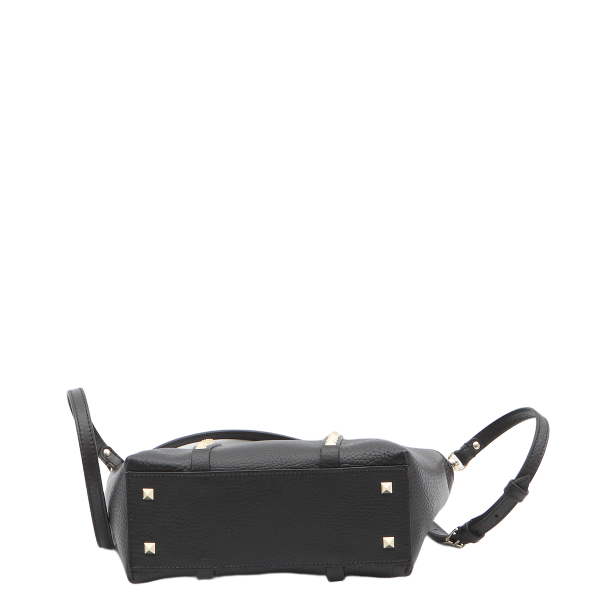 Black Leather Small Rockstud Shopping Bag