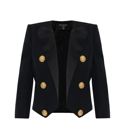 Cropped Grain de Poudre Edge-to-Edge Jacket with 6 Buttons