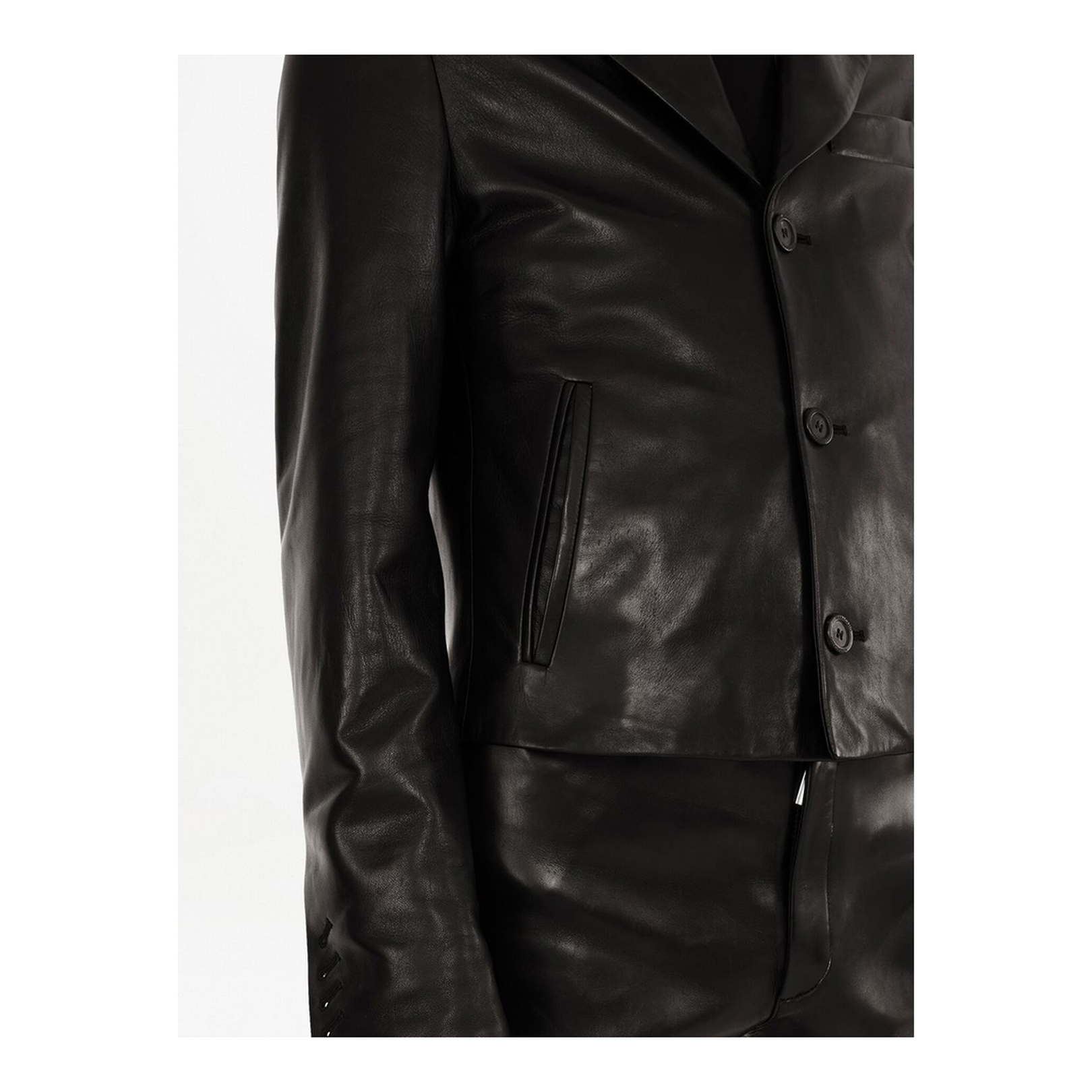 Slim-Cut Single-Breasted Leather Blazer