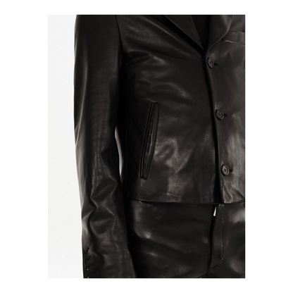 Slim-Cut Single-Breasted Leather Blazer