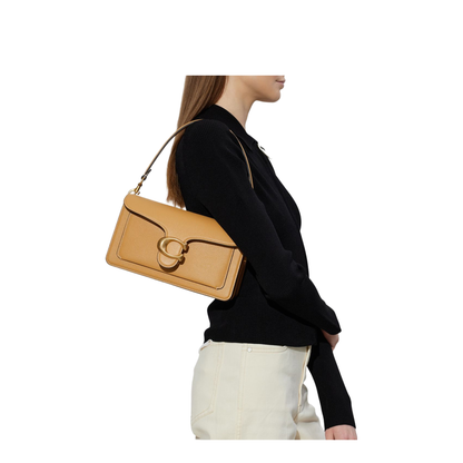Tabby 26 Polished Pebble Leather Shoulder Bag - Brass/Biscuit