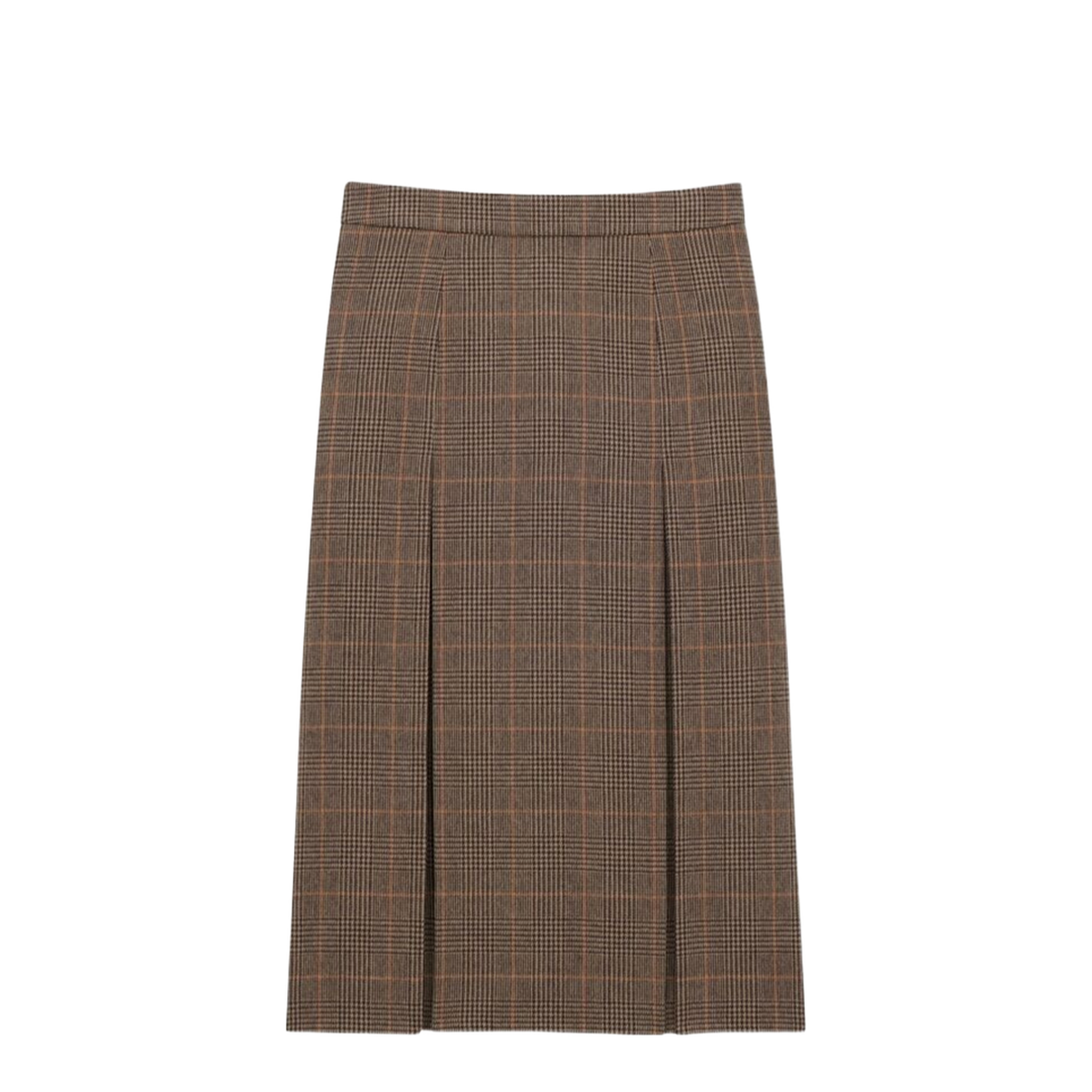 Midi Skirt in Prince of Wales Wool and Cashmere