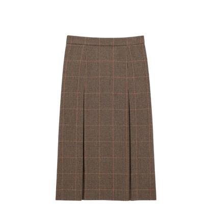 Midi Skirt in Prince of Wales Wool and Cashmere