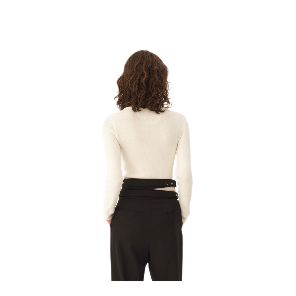 Scoop-neck Henley Shirt in Cotton Jersey White