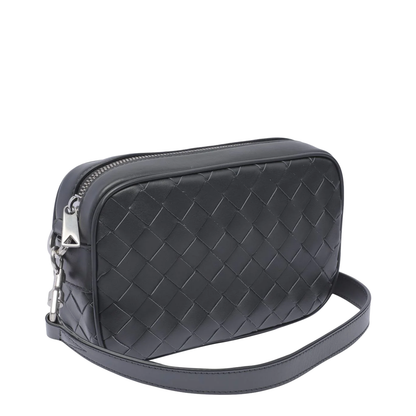 Intrecciato Mini Leather Crossbody Bags - Gray